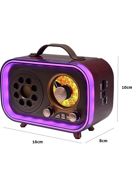 M-1315BT Bluetooth Subwoofer'lı Retro Radyo Şarjlı 3 Band Fm/am/sw Vintage Hoparlör USB Tf Destekli indirimleri