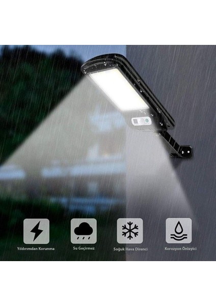 2 Adet Hareket Sensörlü Kumandalı 3 Modlu Güneş Enerjili Büyük Boy 128 LED Solar Bahçe Sokak Lambası fırsatları