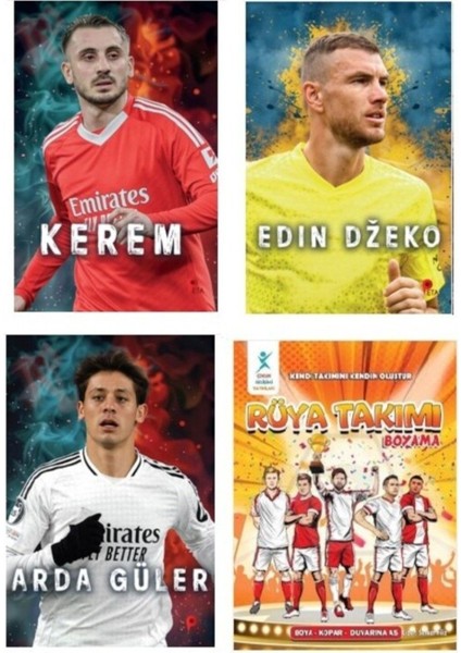 Set Arda Güler - Edin Džeko - Kerem Aktürkoğlu - Rüya Takımı Boyama (Poster ve Ayraç Hediye)