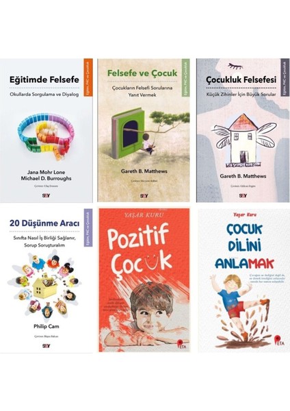 Çocuk Eğitim Seti 6 -20 Düşünme Aracı-Felsefe ve Çocuk-Eğitimde Felsefe-Çocukluk Felsefesi+2 Kitap