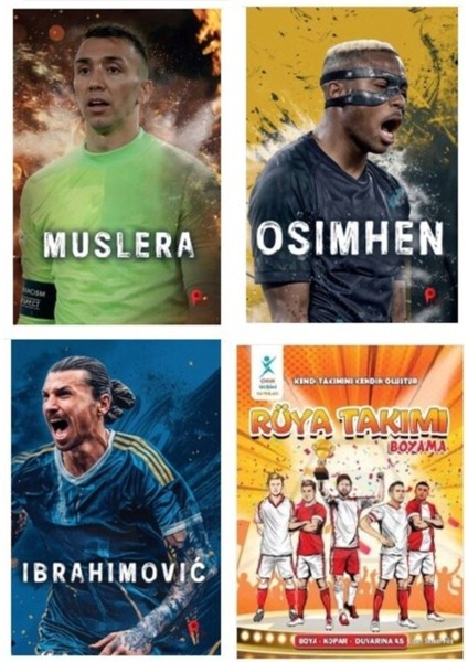 Set Fernando Muslera - Ibrahimović - Victor Osimhen - Rüya Takımı Boyama (Poster ve Ayraç )