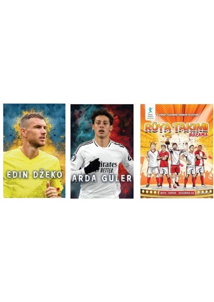 Set Edin Džeko - Arda Güler - Rüya Takımı Boyama Kitabı (Poster ve Ayraç Hediyeli)
