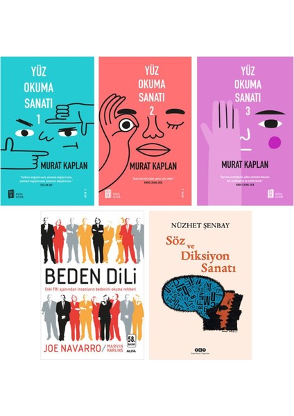 Yüz Okuma Sanatı + Beden Dili + Söz ve Diksiyon Sanatı 5 Kitap Set