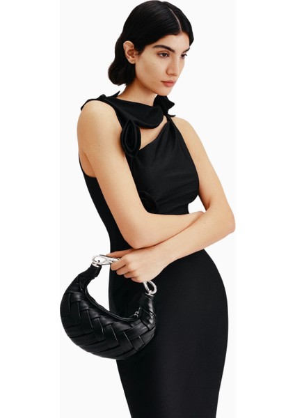 Jw Peı Siyah Orla Weave Vegan Deri El Çantası fırsatları