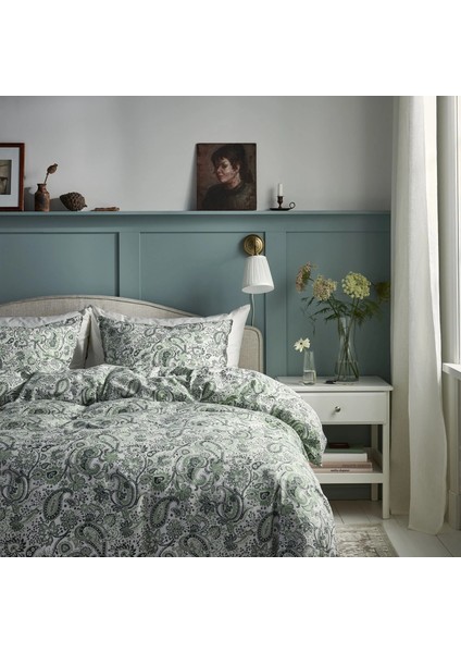 Rodgersıa Nevresim Seti Çift Kişilik Yeşil Beyaz 240 x 220 - 50 x 60 cm Pamuklu ve Yumuşak Kumaş modelleri