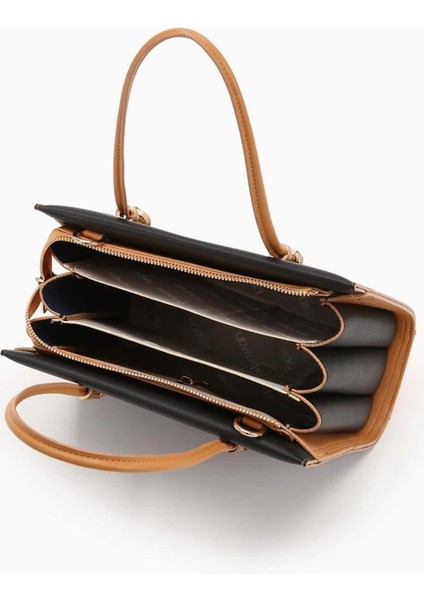 930156 Çanta Siyah-Camel Kadın Omuz Çantası Levidor