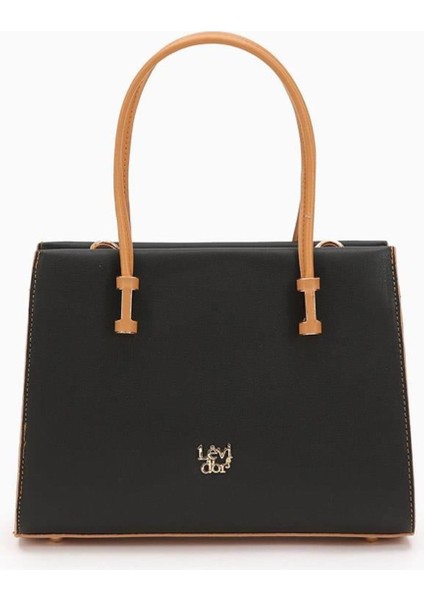 930156 Çanta Siyah-Camel Kadın Omuz Çantası Levidor modelleri