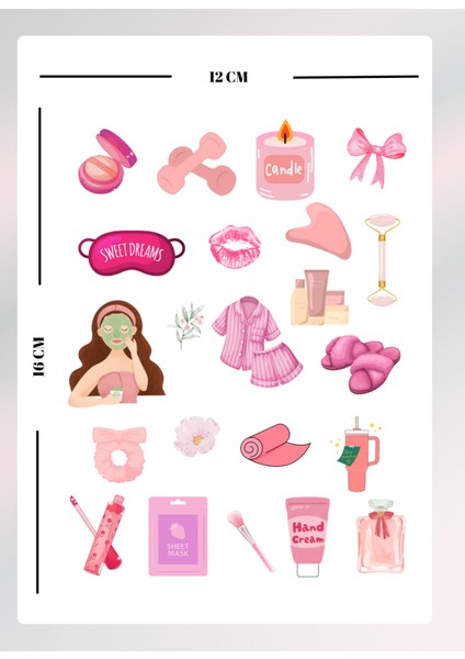 Kız Neşesi Temalı Sticker Seti Bullet Journal Ajanda Için Uygun Set