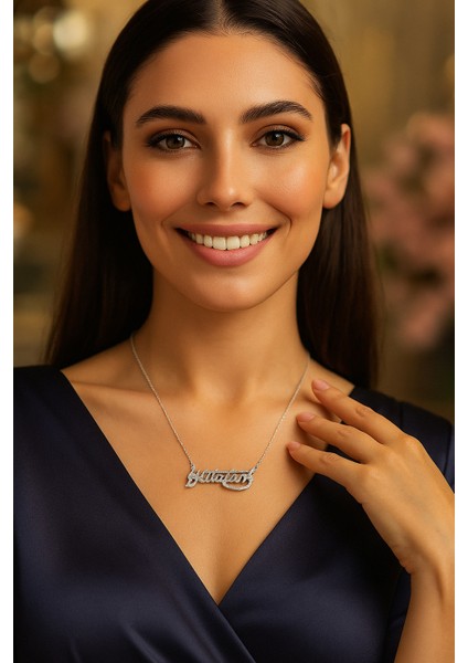 Taşlı Kemal Atatürk Imza Kadın Gümüş Kolye modelleri