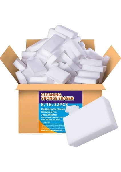 20 Adet Çok Amaçlı Melamin Temizleme Süngeri, Güçlü ve Kimyasal Içermeyen Temizlik Seti