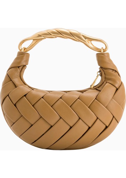 Jw Peı Kahverengi Orla Weave Vegan Deri El Çantası