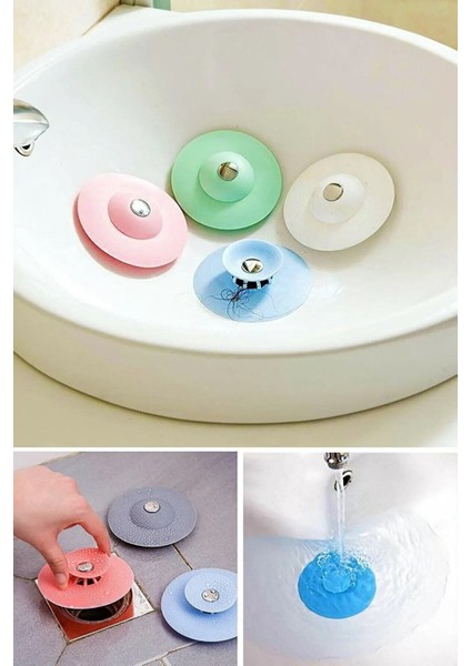 Kademeli Dokunmatik Silikon Lavabo Tıkacı, Pratik ve Kullanışlı Gider Tıpası