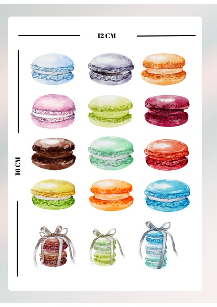 Makaron Temalı Sticker Seti Bullet Journal Ajanda Için Uygun Set