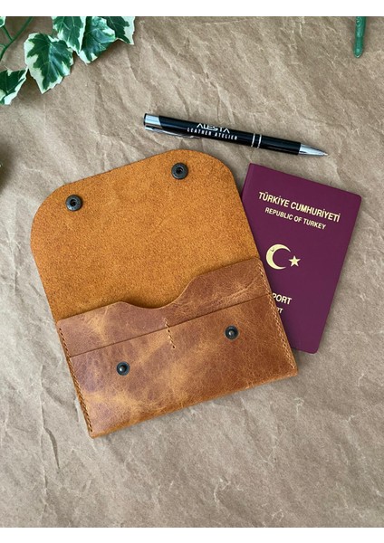 (Isim Yazıyoruz) Aile Boyu Pasaport Kılıfı / El Yapımı / Deri fırsatları