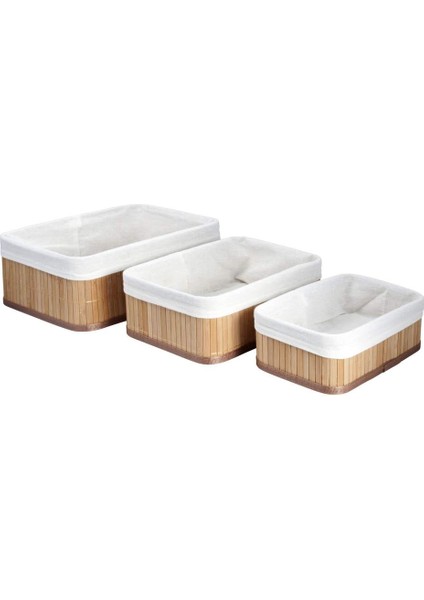 Bambu Sepet Çok Amaçlı Organizer Dekoratif 3'lü Set modelleri