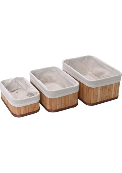 Bambu Sepet Çok Amaçlı Organizer Dekoratif 3'lü Set fırsatları