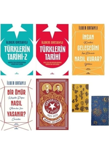 Ilber Ortaylı Set 5 Kitap-Bir Ömür Nasıl Yaşanır-Türklerin Tarihi(1-2)+2 Kitap+ 2 Not Defteri Hediye