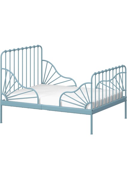 Mınnen Luröy Çocuk Karyolası Gri Mavi Uzayabilen 80 x 200 cm Metal Gövde Ayarlanabilir Boy