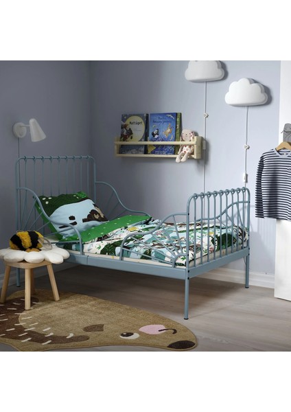 Mınnen Luröy Çocuk Karyolası Gri Mavi Uzayabilen 80 x 200 cm Metal Gövde Ayarlanabilir Boy fırsatları