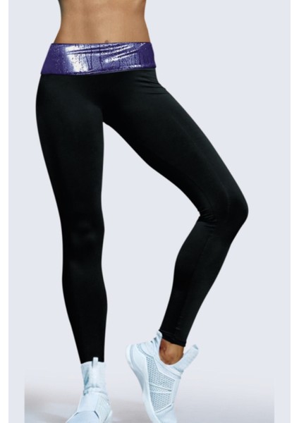 Kadın Siyah Termal Sauna Terleten Tayt Atlet 2'li Takım