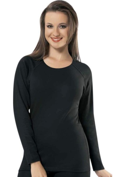 Kadın Siyah Uzun Kollu Üst Termal Sıcak Tutan Içlik