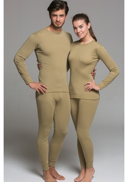 Unisex Haki Soğuk Havalar Için Ideal Termal Takım