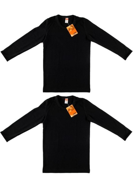 Erkek Çocuk Siyah 2'li Paket Termal Uzun Kol Fanila ELF568TUT0136T2