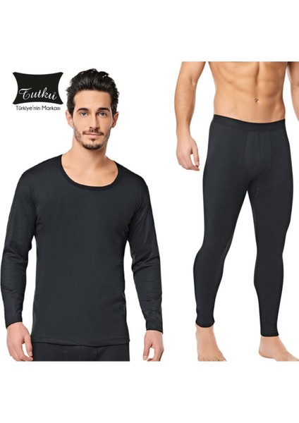 Erkek Siyah Termal Takım Içlik Alt Üst Uzun Kol
