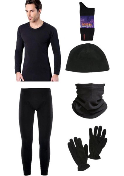 Erkek Termal Set Polar Eldiven Şapka Boyunluk ve Termal Çorap