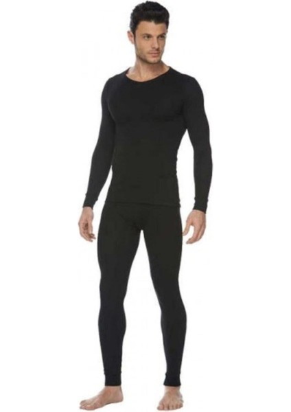 Erkek Siyah Alt Üst Uzun Kol Termal Takım - 0125 0126