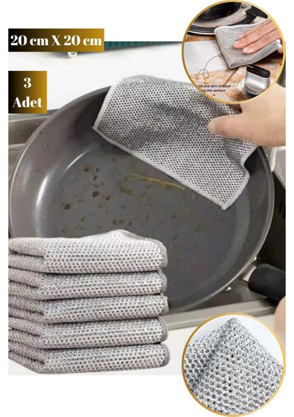 3'lü Tencere Tava Ovma Bezi Seti, Çok Yönlü ve Çizik Yapmaz