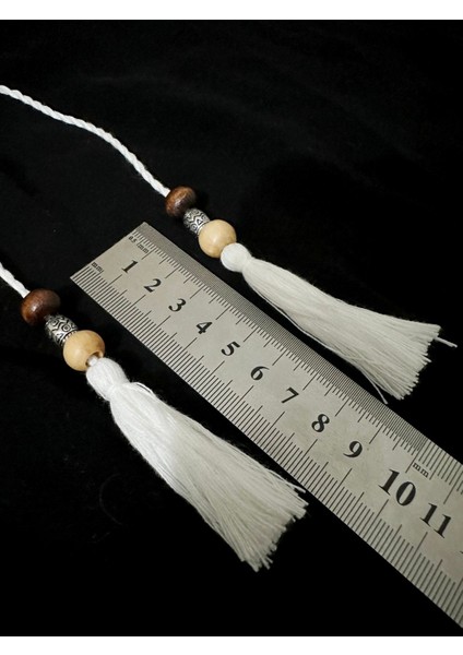 Özel Tahta Boncuklu Kordonlu Çift Taraflı Püskül (1 Adet) fiyatları