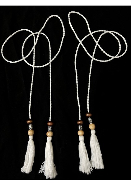 Özel Tahta Boncuklu Kordonlu Çift Taraflı Püskül (1 Adet) modelleri