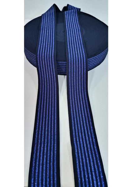 Saks Simli Siyah Çizgili Lastik Şerit