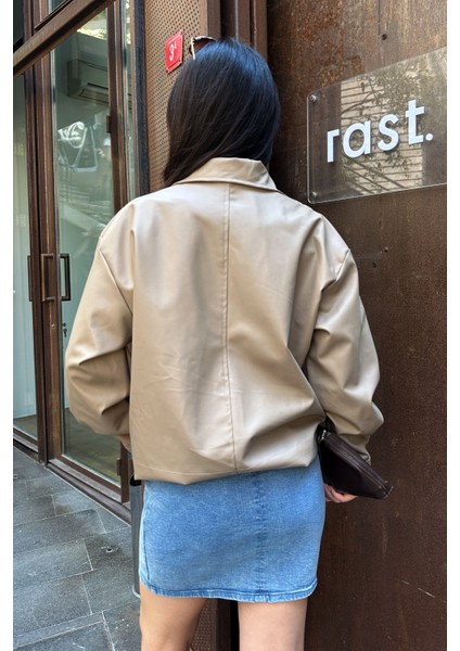 Suni Deri Oversize Bomber Ceket indirimleri