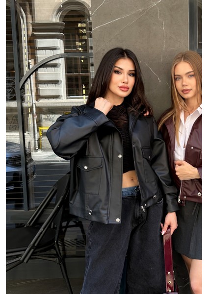 Suni Deri Oversize Bomber Ceket fiyatları