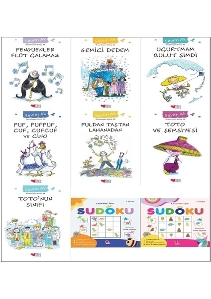 Set Sevim Ak 3. 4. 5. Sınıf Okuma Seti (7 Kitap) Çocuklar Için Sudoku 1 ve Sudoku 2 Hediye