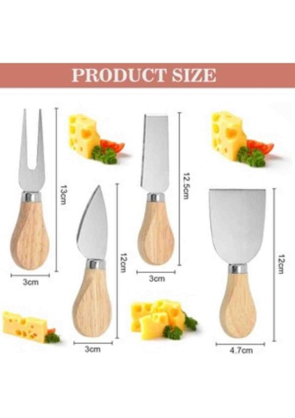 4 Parça Bambu Saplı Peynir Bıçak Çatal Spatula Seti, Sunum Seti Pratik Kullanım fırsatları