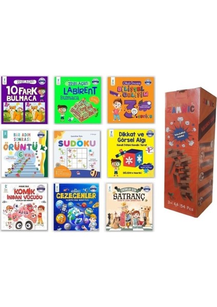 6 - 7 Yaş Eğitim Gelişim Seti (Bulmaca-Labirent-Örüntü-Sudoku-Dikkat-Gezegen-Satranç-Insan)+Jenga