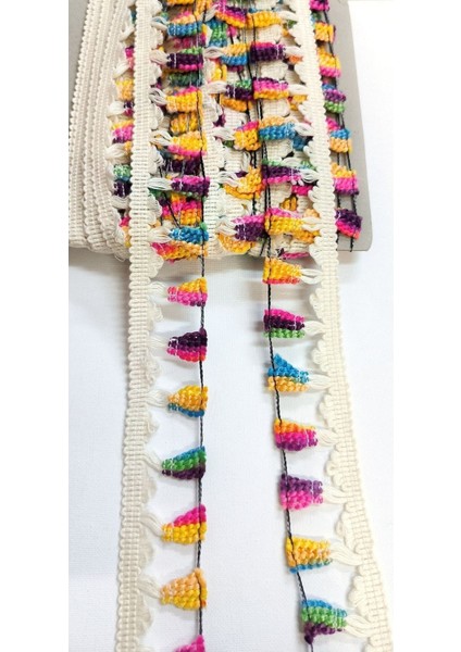 Özel Kenar Pamuk Bukleli Renkli Püskül Saçak