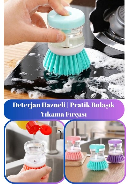 4'lü Bulaşık Fırçası Seti, Sıvı Deterjanlı, Çok Amaçlı Temizlik Fırçası