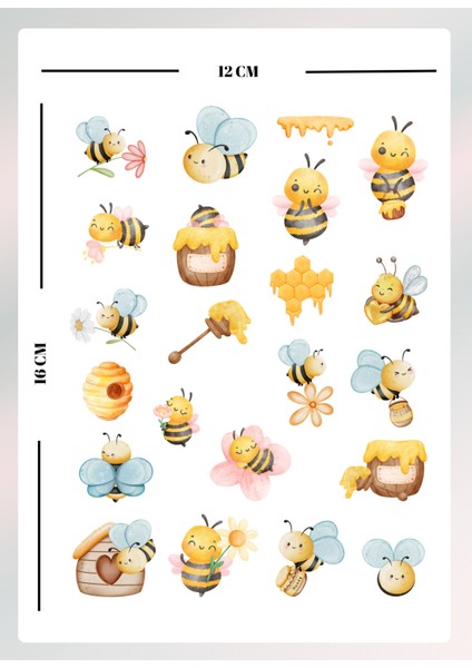 Arı Temalı Sticker Seti Bullet Journal Ajanda Için Uygun Set