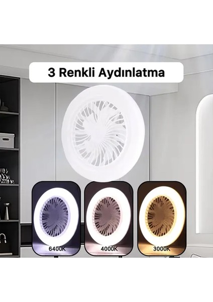 Pervaneli LED Lamba Kumandalı 3 Kademeli Hız ve Işık Ayarı Vantilatör Aydınlatma modelleri