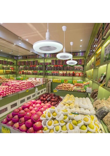 Pervaneli LED Lamba Kumandalı 3 Kademeli Hız ve Işık Ayarı Vantilatör Aydınlatma