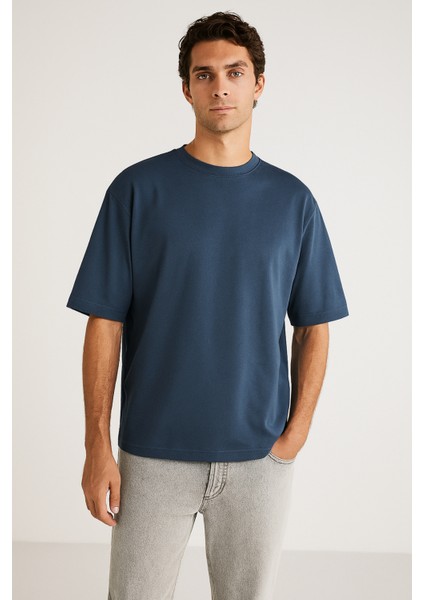 Erkek Oversize Bisiklet Yaka %100 Organik Pamuk Düz Basic Yazlık T-Shirt indirimleri