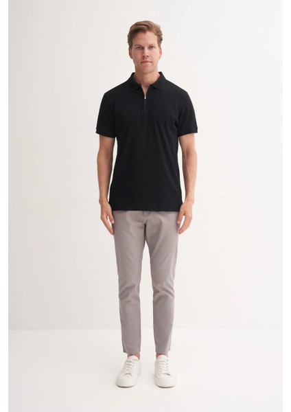 Polo Yaka Regular Fit Pamuklu Dokulu Tişört 4122