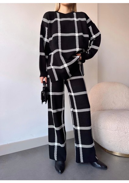 Ekoseli Triko Takım Siyahbeyaz modelleri