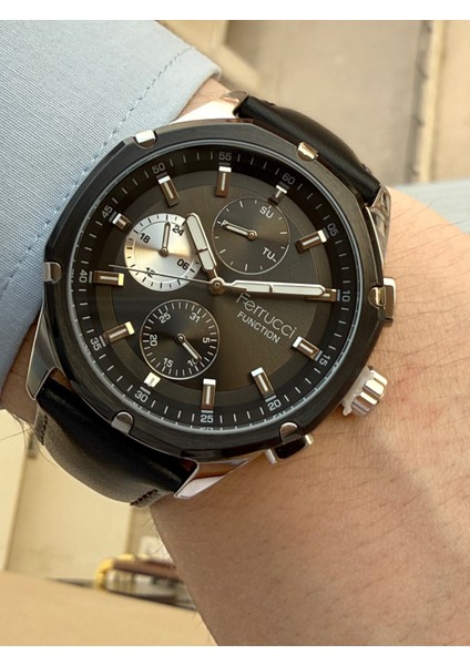 Kordonu Deri Kasası Gümüş Fonksiyonel Erkek Kol Saati fiyatları