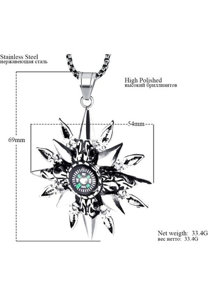 Paslanmaz Çelik Denizci Tasarımı Gerçek Pusula Kolye modelleri