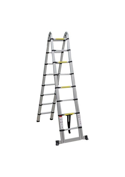310 cm +310 cm -10+10 Basamaklı Alümınyum Teleskopik Merdiven - A Tipi Uzayan Merdiven
